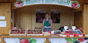 Marktverkauf von Beeren und Spargel